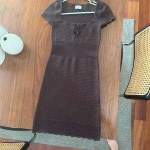 Aritzia Wilfred Brown crochet Dress